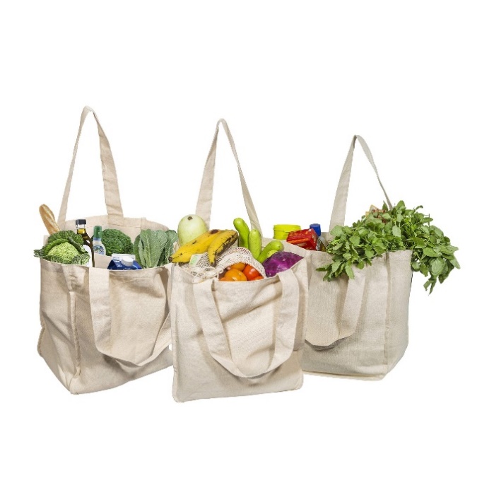 Description: Amazon.com: Best Canvas Grocery Shopping Bags - Cloth Grocery Tote Bags - Reusable  Cotton Grocery Tote Bags with Bottle Sleeves